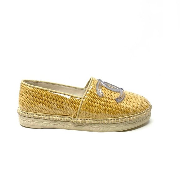 Chanel Interlocking CC Raffia Logo Espadrilles - Picture 4 of 7